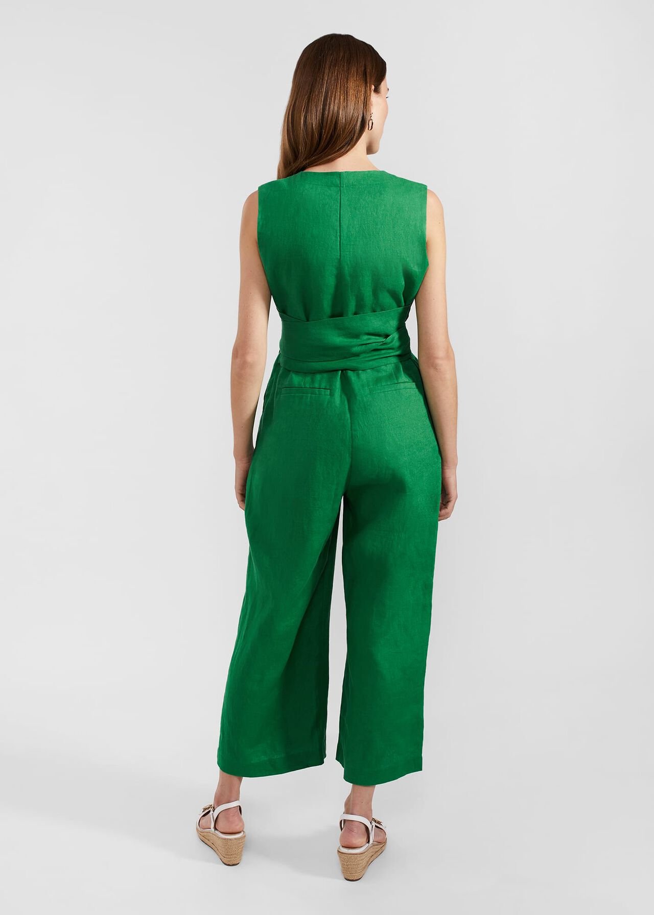 Melodie Linen Jumpsuit, Green, hi-res