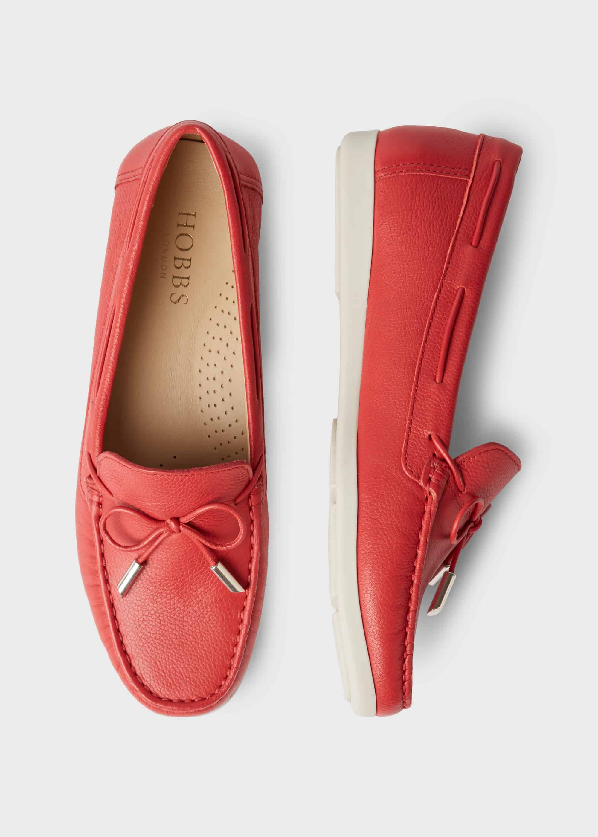 red leather moccasins