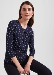 Julia Printed Top, Navy Multi, hi-res