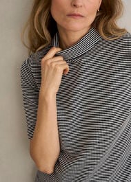 Tali Textured Top, Navy Ivory, hi-res