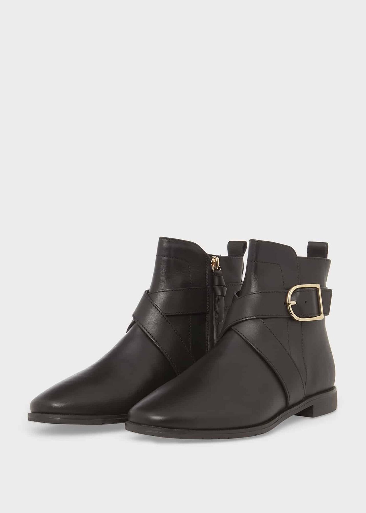 Ruthie Leather Ankle Boots, Black, hi-res