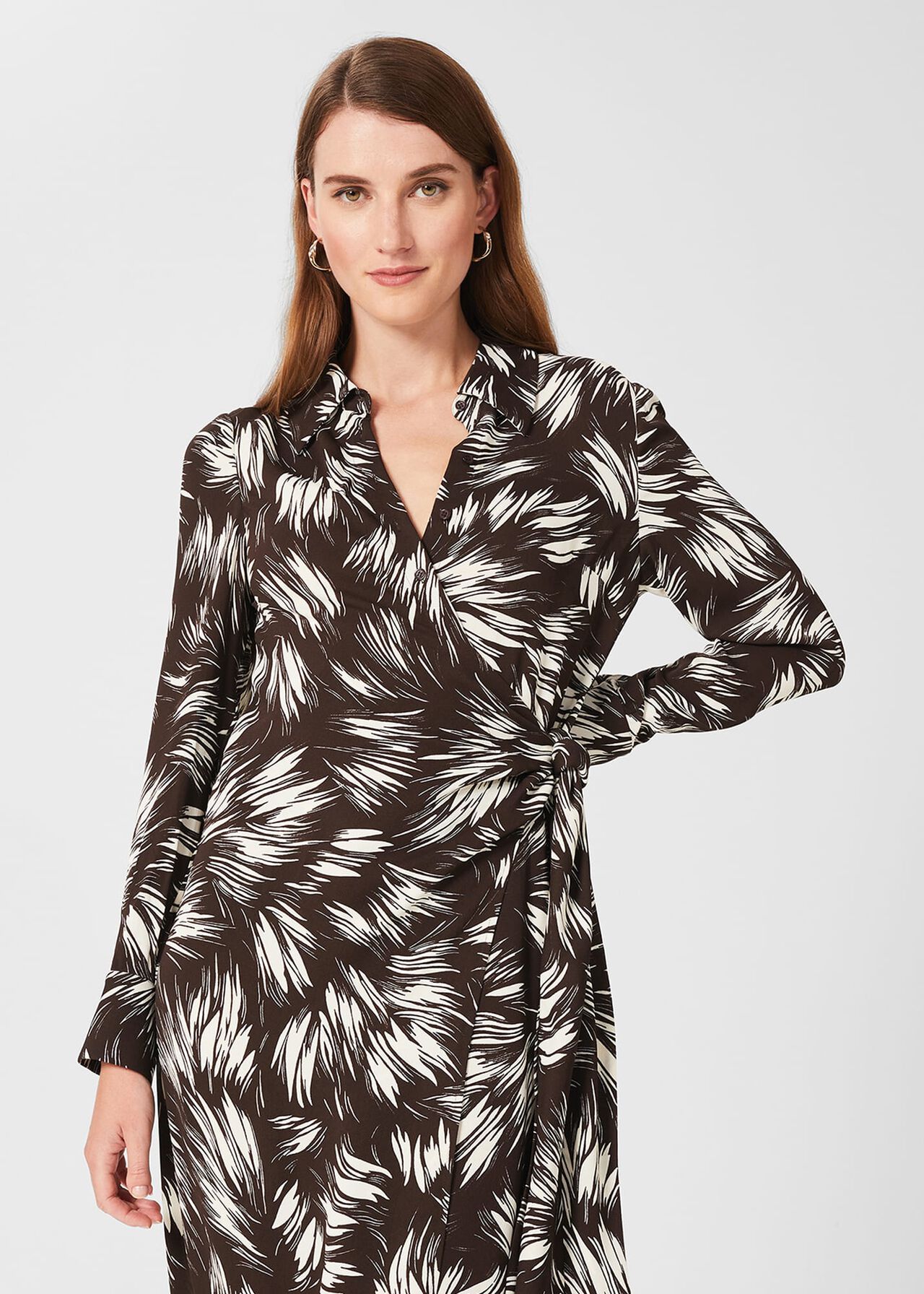 Nieve Printed Dress, Bitter Choc Iry, hi-res
