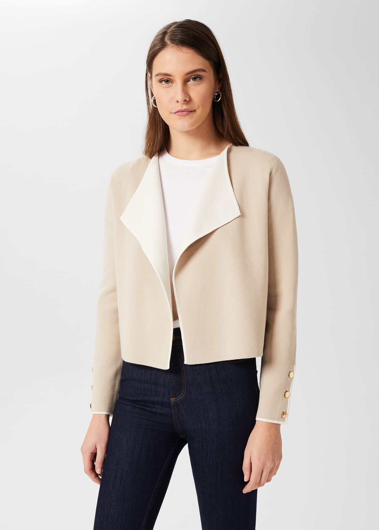 Darcy Knitted Jacket , Stone Ivory, hi-res