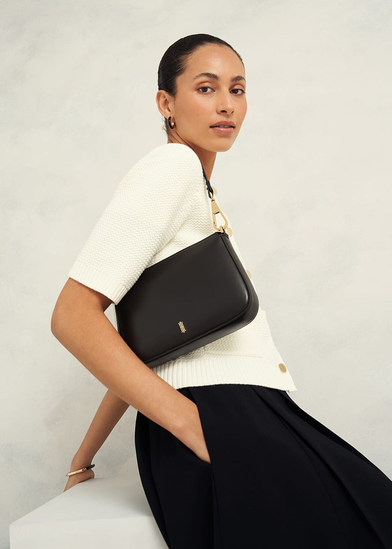 Briella Leather Crossbody Bag, Black, hi-res