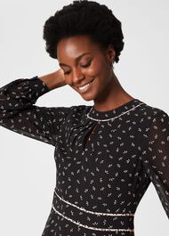 Heidi Printed Midi Dress, Black Pink, hi-res