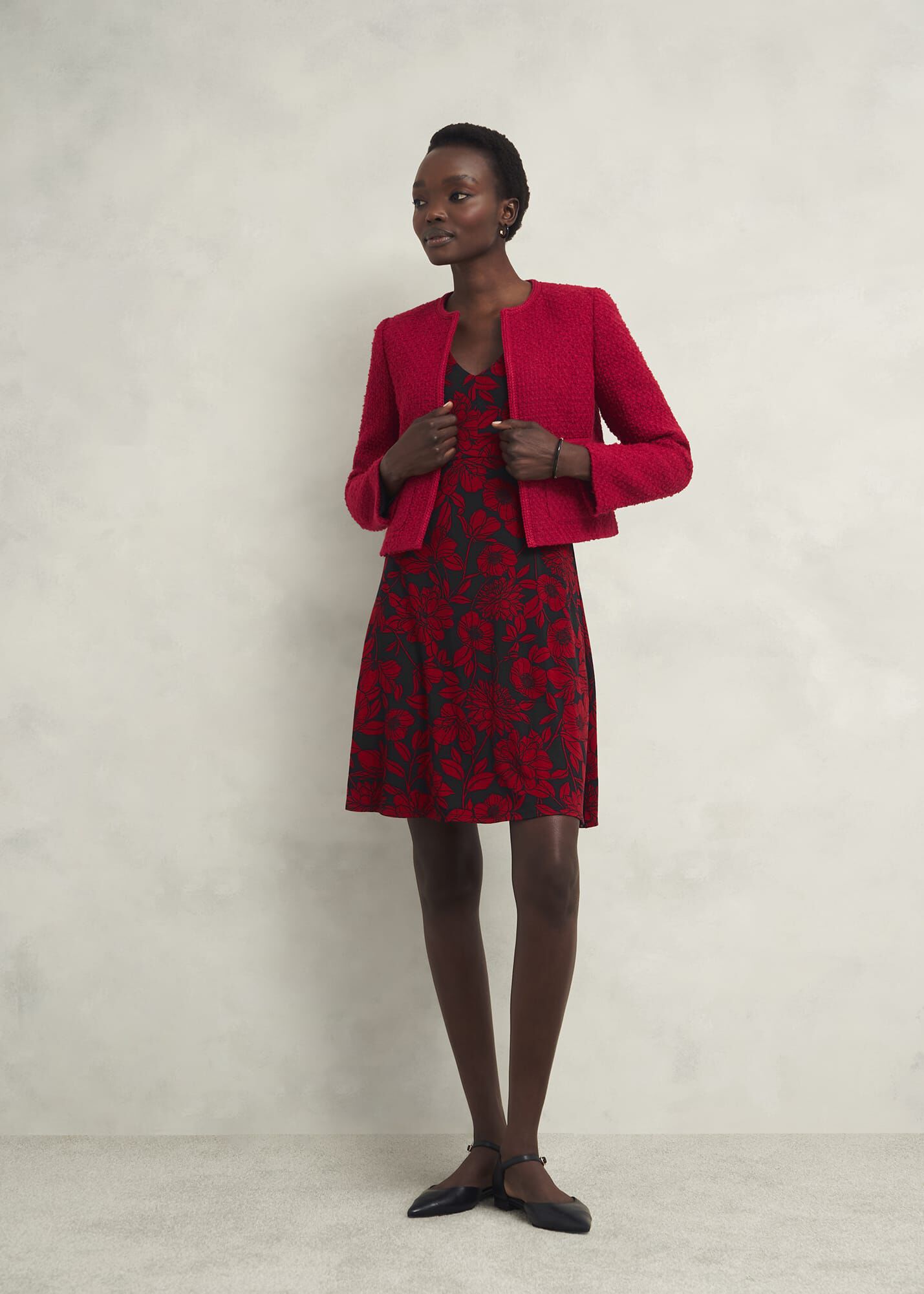 Red and black jersey dress on sale