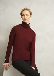 Lara Merino Rollneck Sweater, Beryl Red, hi-res