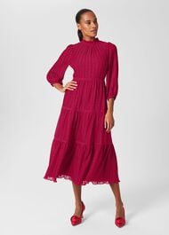 Colette Tiered Fit And Flare Dress, Cerise Pink, hi-res