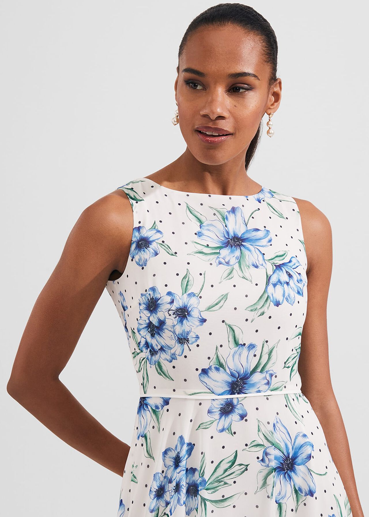 Carly Floral Midi Dress, Ivory Multi, hi-res