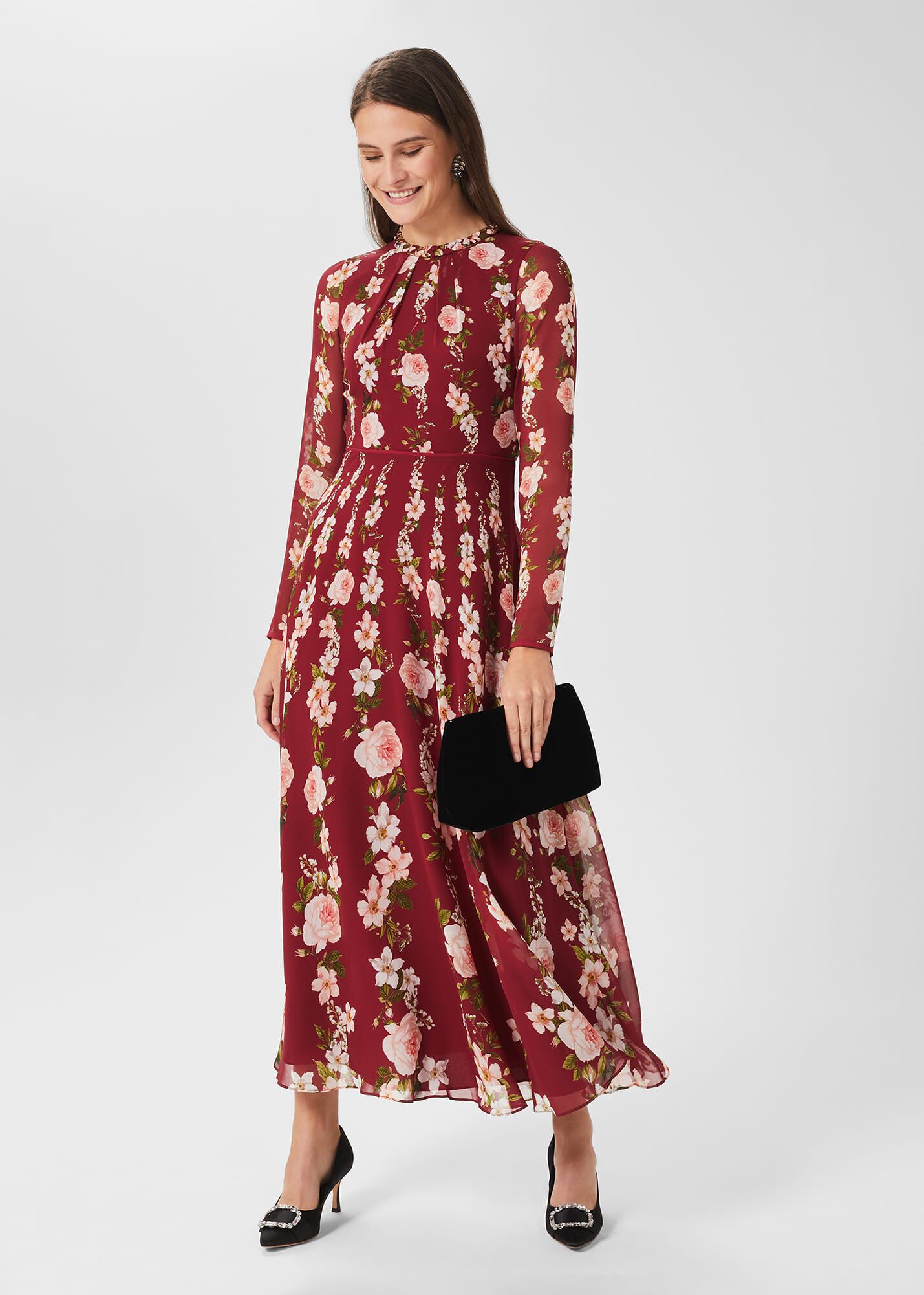 Burgundy flower dress discount