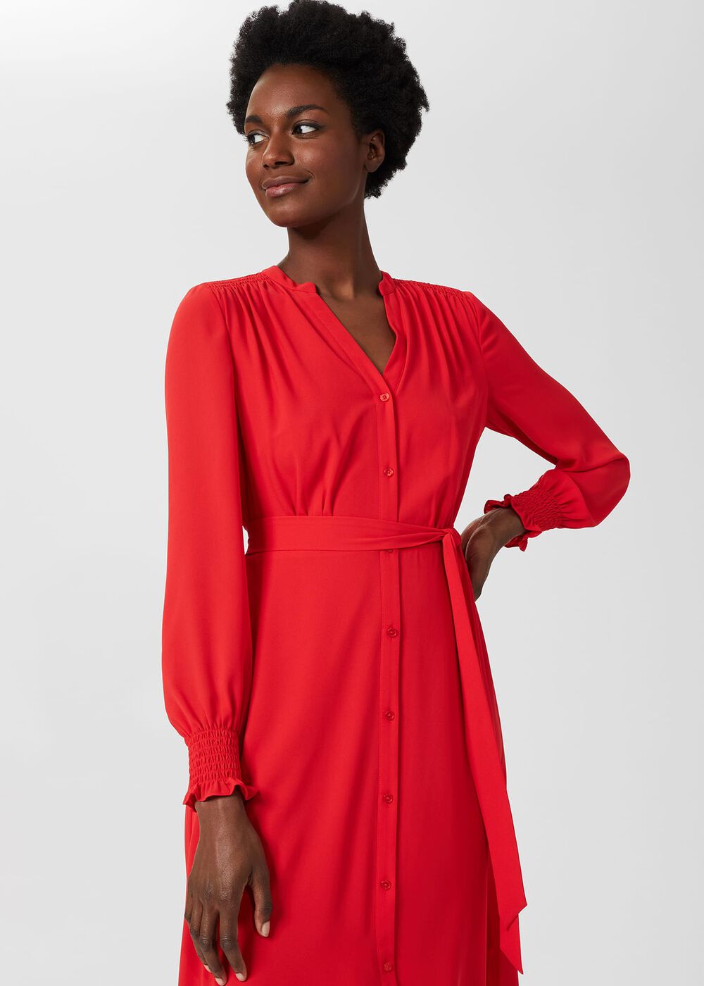 Violet V Neck Dress, Crimson Red, hi-res