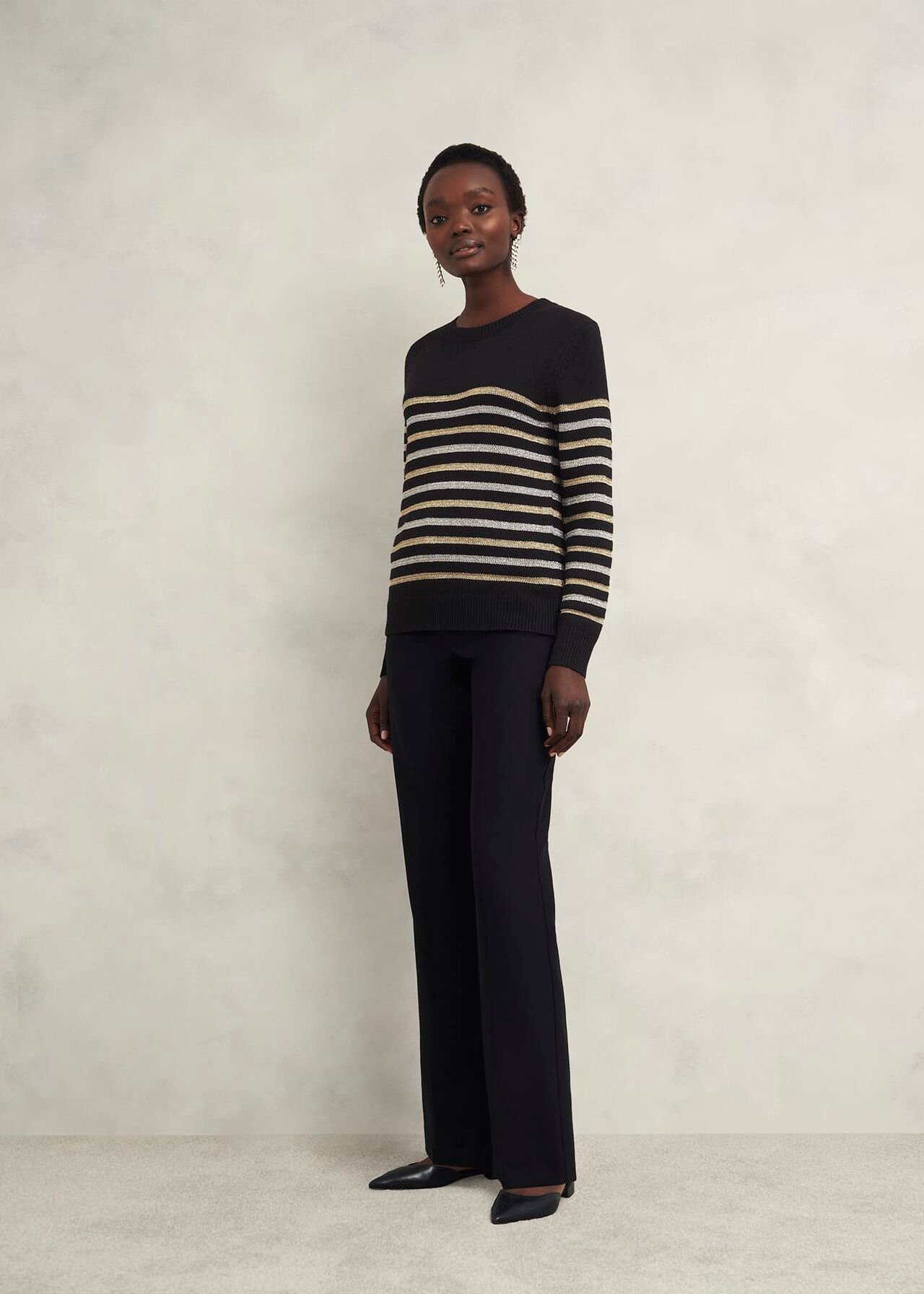 Destiny Sparkle Stripe Jumper , Black Multi, hi-res