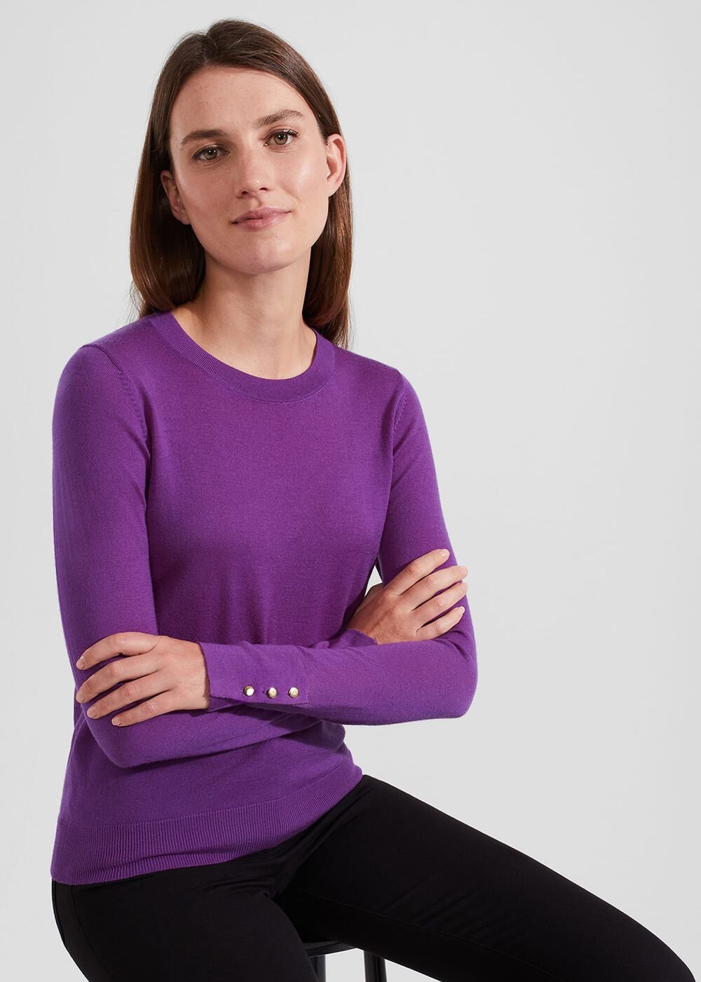 Penny Merino Wool Jumper, Purple, hi-res