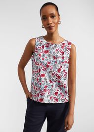 Maddy Cotton Printed Top, Multi Damask, hi-res