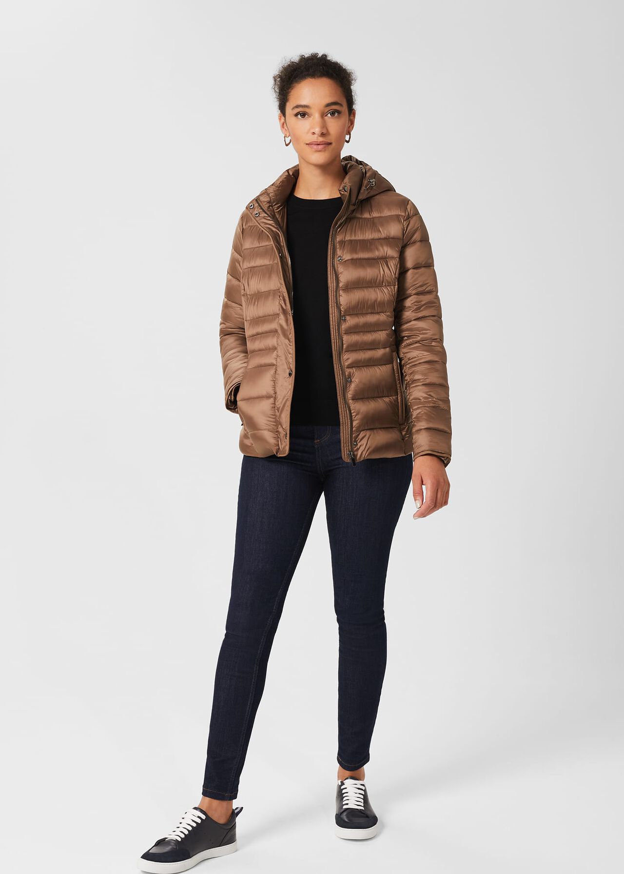 Danika Short Puffer Jacket With Hood, Camel, hi-res