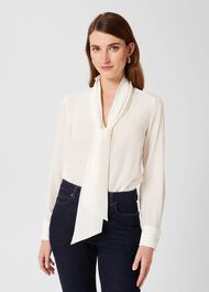 Pearl Silk Blouse, Ivory, hi-res