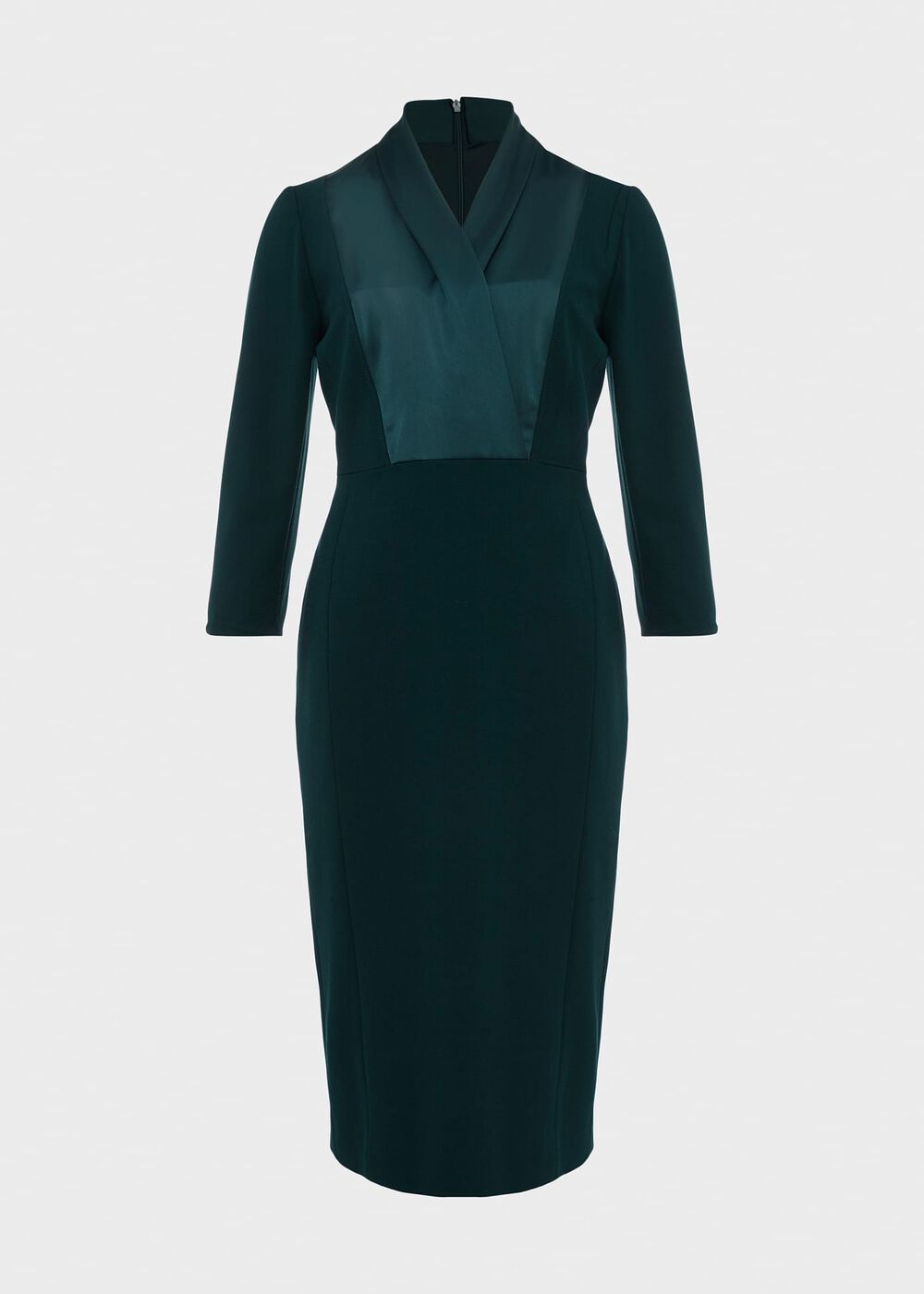 Alisa  3/4 Sleeve A-Line Dress , Dark Green, hi-res