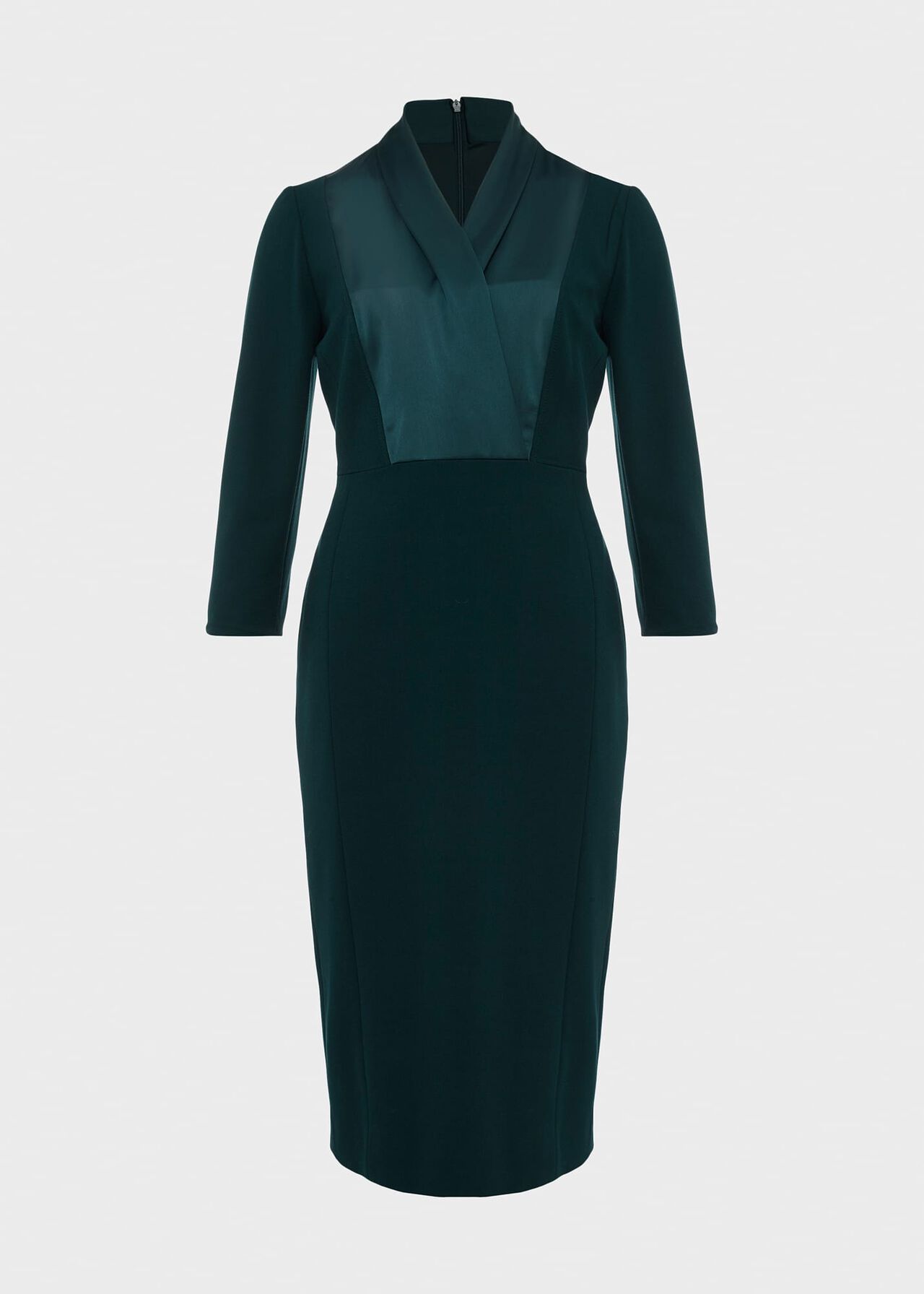Alisa  3/4 Sleeve A-Line Dress , Dark Green, hi-res