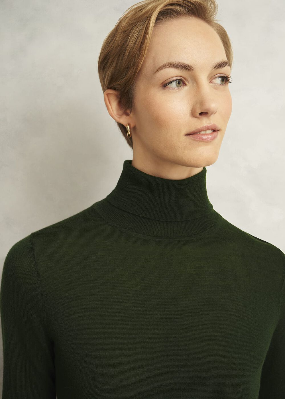 Lara Merino Rollneck Sweater, Yew Green, hi-res