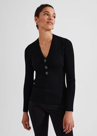 Kaya Ribbed Jumper, Black, hi-res