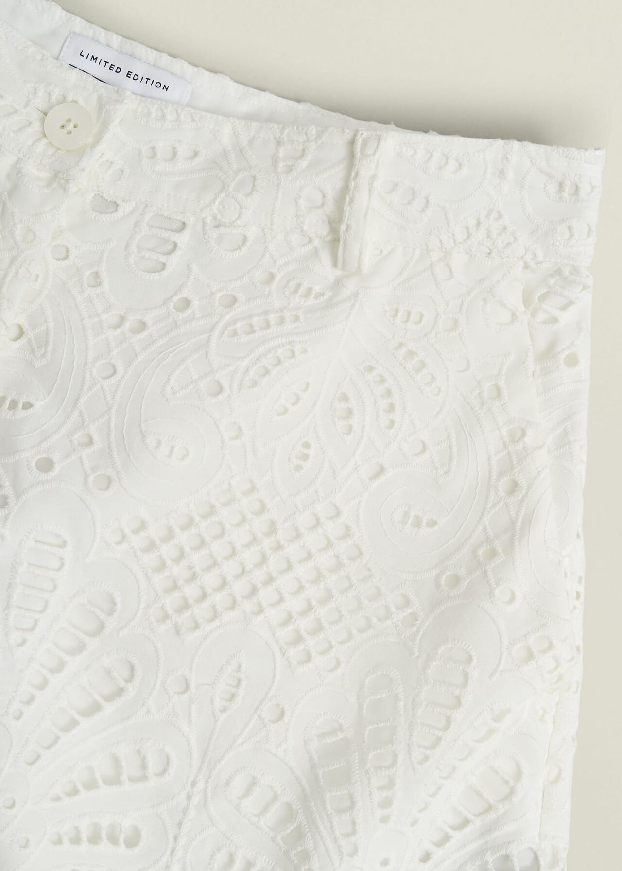White Buscot Cotton Broderie Shorts, Hobbs White, hi-res