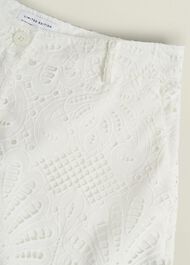 White Buscot Cotton Broderie Shorts, Hobbs White, hi-res