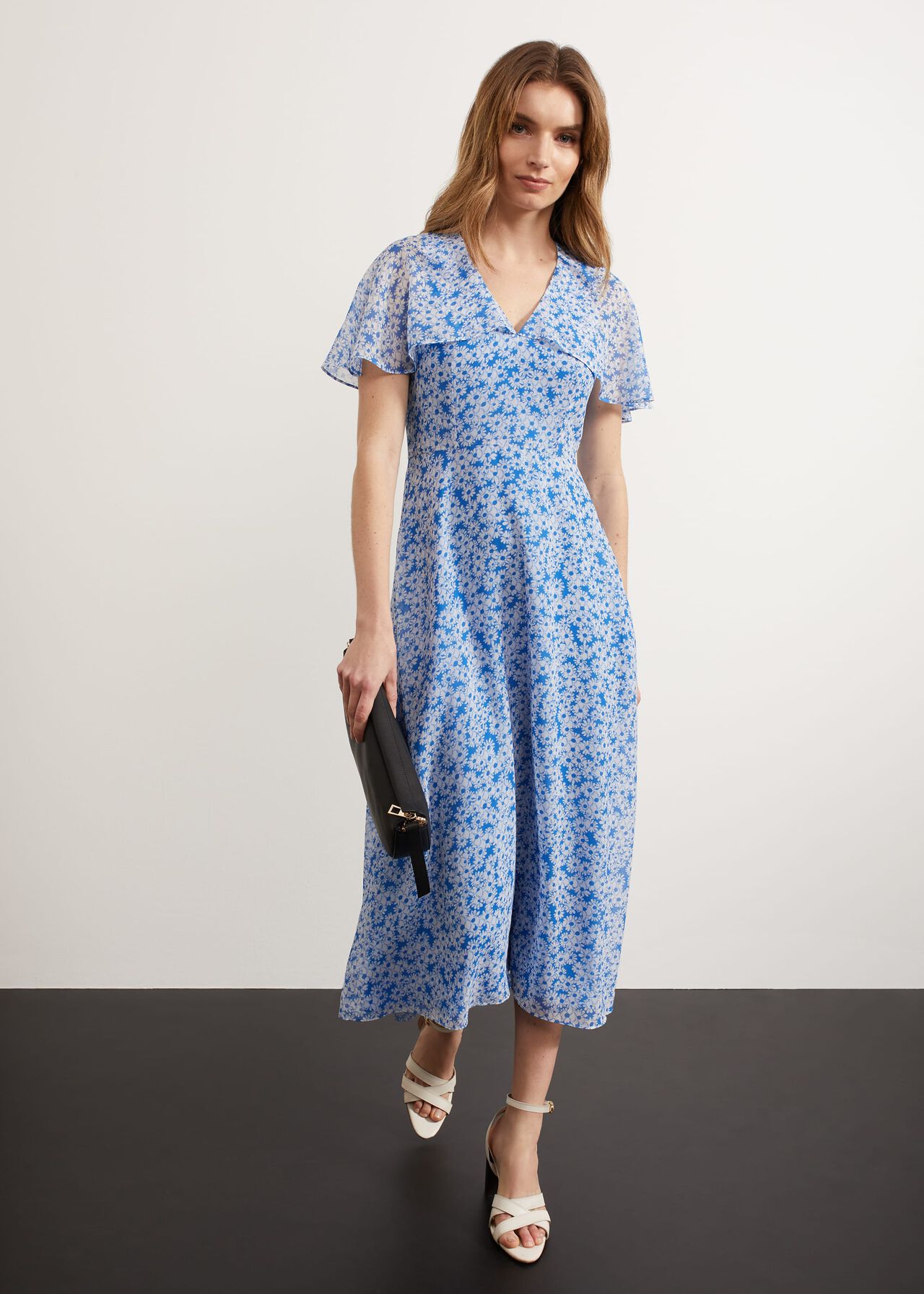 Forbury Paris Midi Dress, Blue Ivory, hi-res