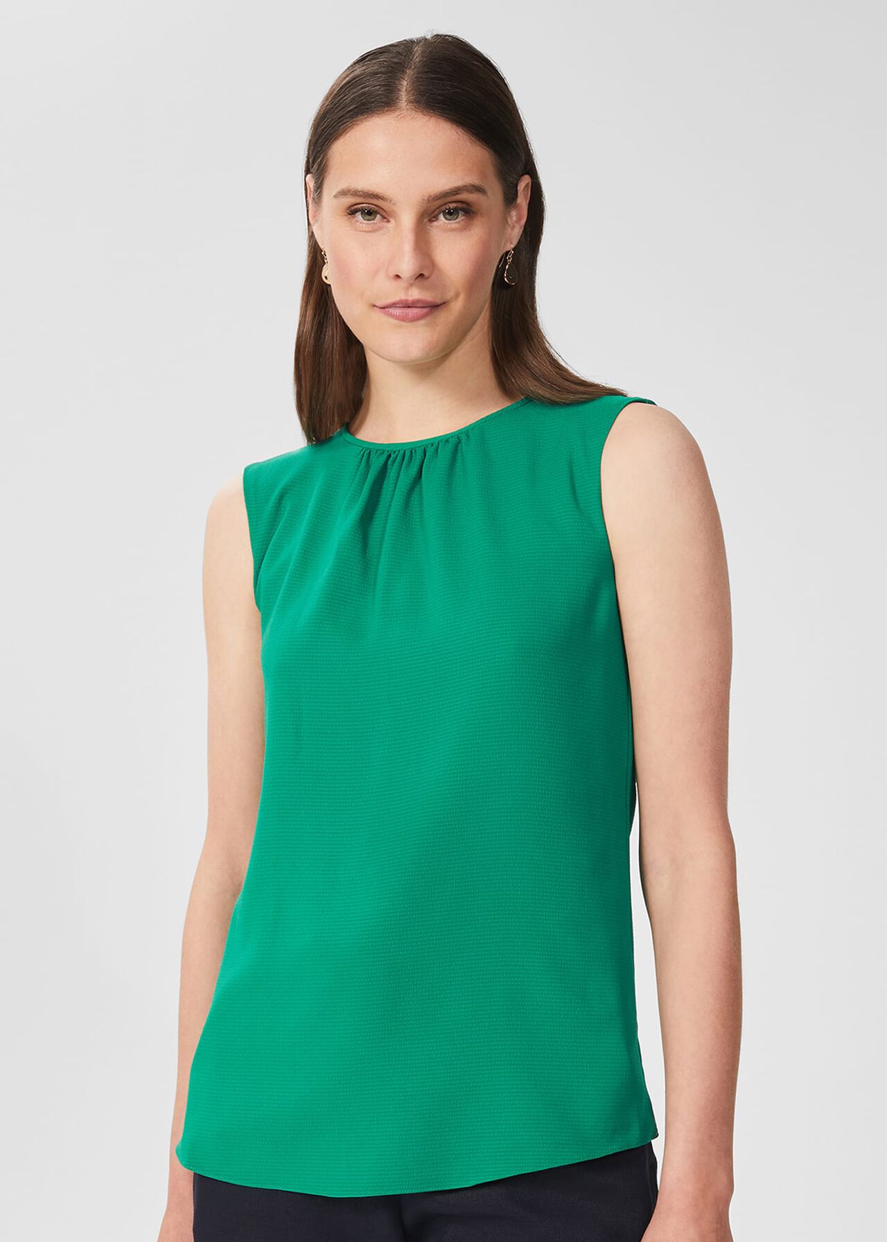 Willow Satin Blouse, Field Green, hi-res