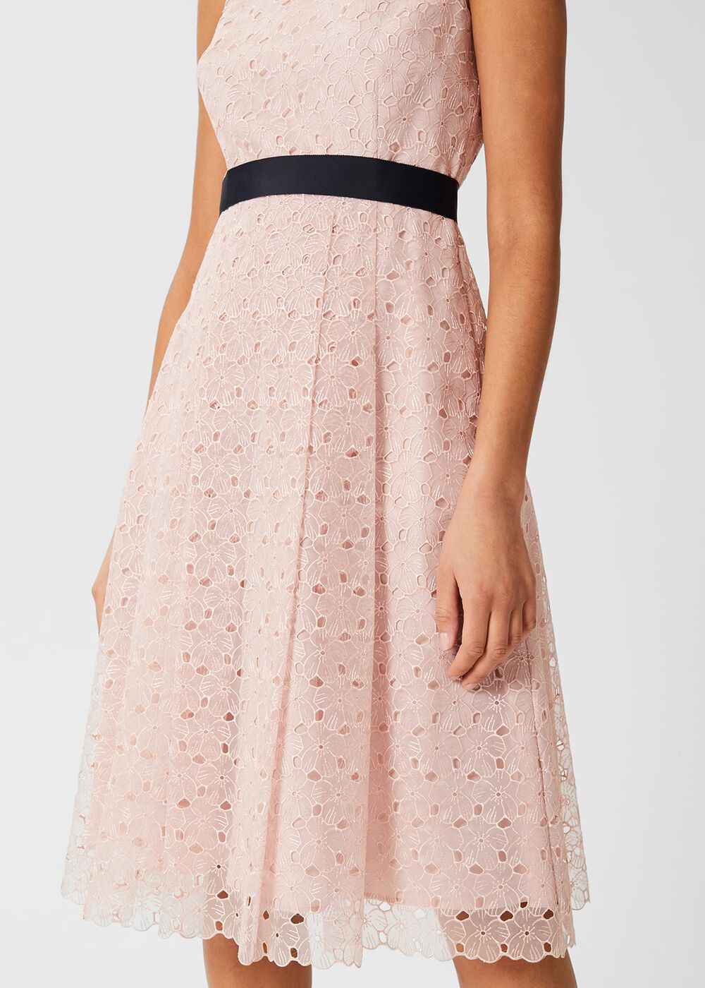 Iris Embroidered Fit And Flare Dress, Blush Pink, hi-res