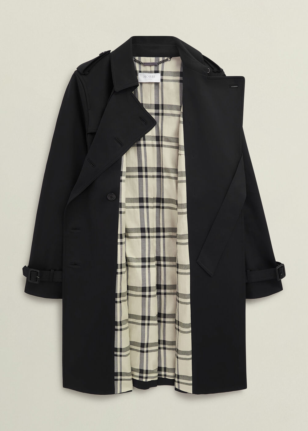 Petite Skylar Shower Resistant Trench Coat, Black, hi-res