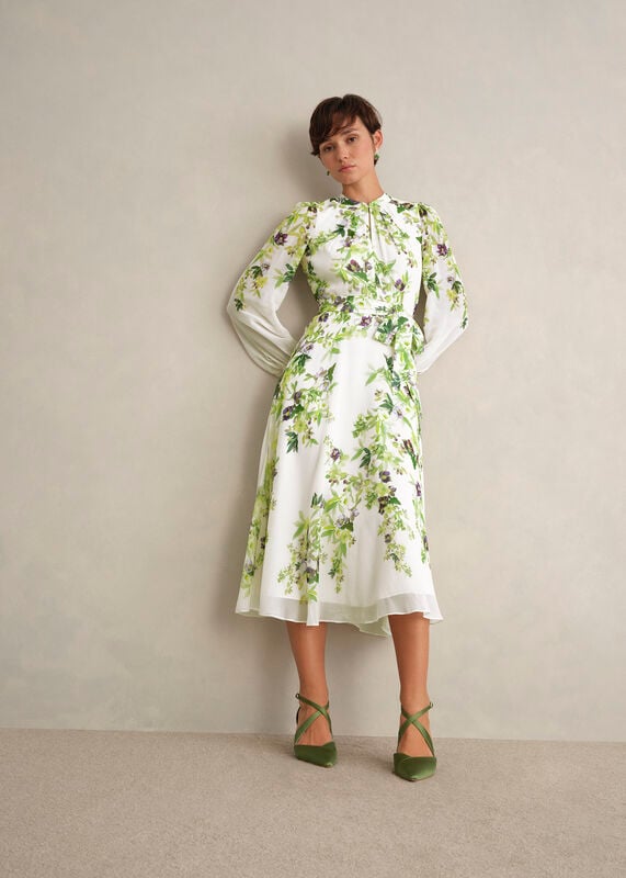 Petite Pia Silk Floral Dress