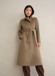 Petite Livia Wool Wrap Coat, Neutral, hi-res