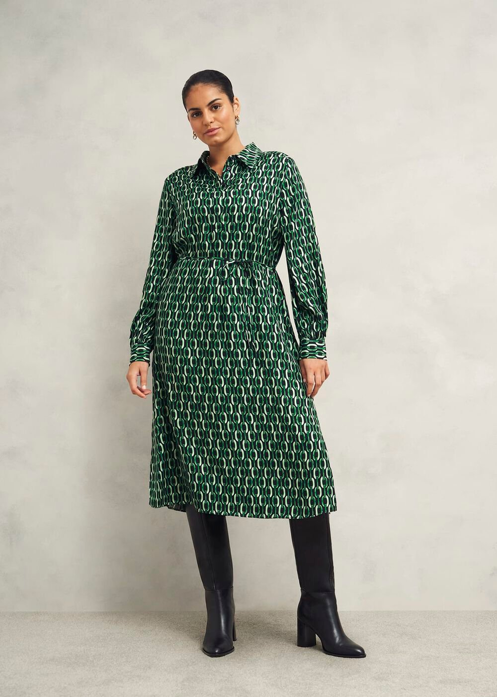 Petite Florian Dress, Navy Green, hi-res