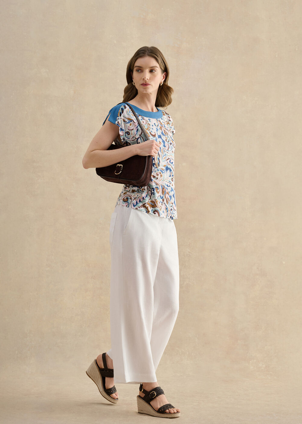 Viviana Printed Top, Blue Multi, hi-res