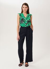 Jacqui Linen Trousers, Navy, hi-res