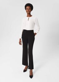 Leena Lace Trim Blouse, Ivory, hi-res