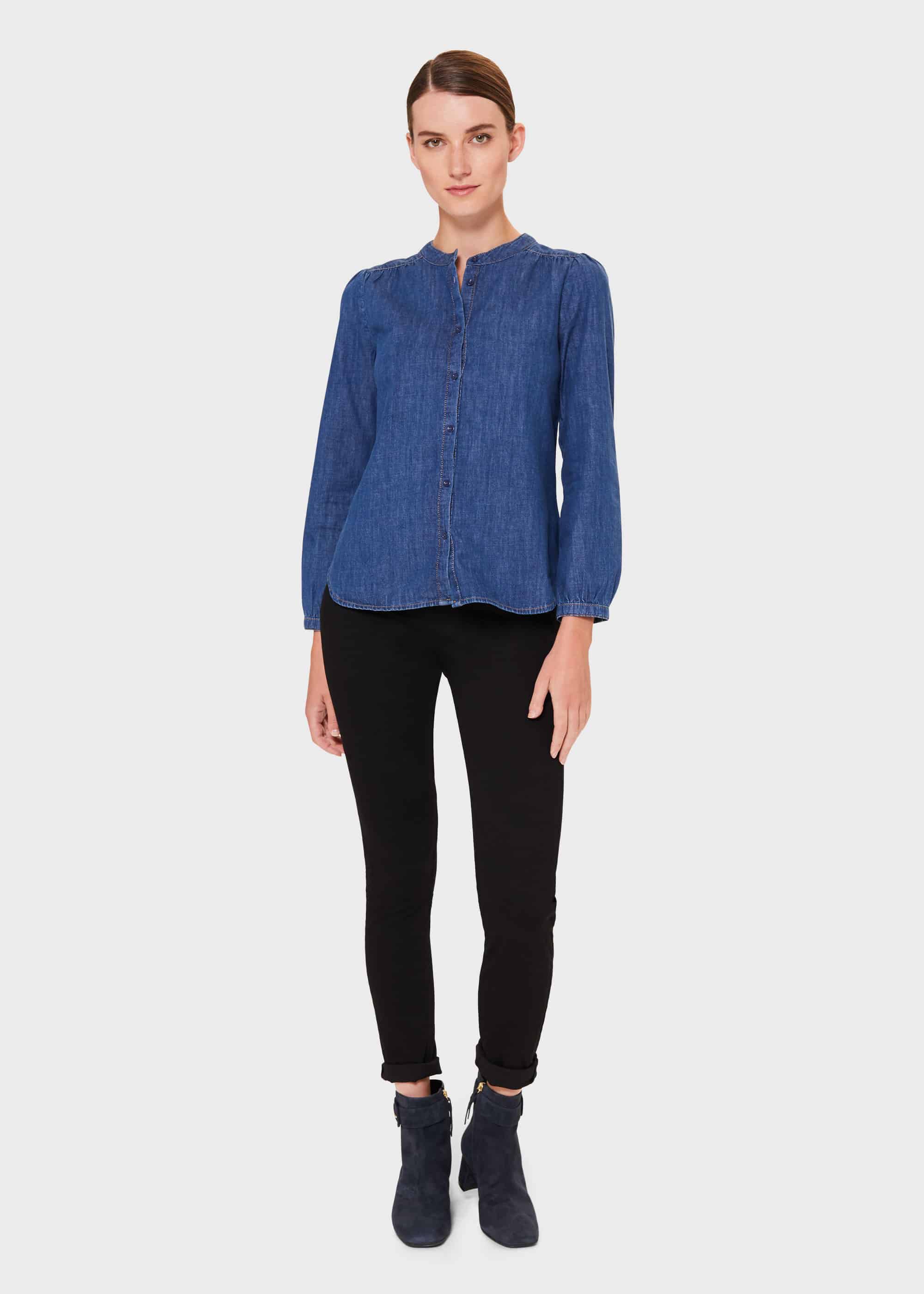 denim shirt with cardigan