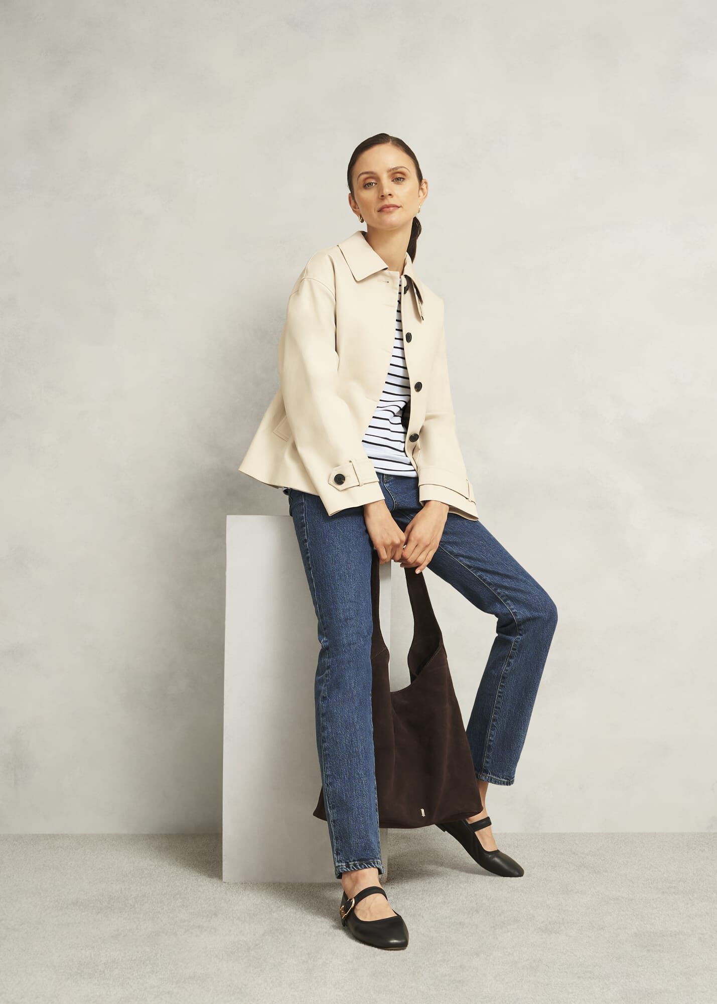 ホブズ HOBBS KATIE BUTTON BACK TOP （IVORY HOBBSNAVY） Ivory Katie Cotton Stripe Button Back Top | Hobbs US |