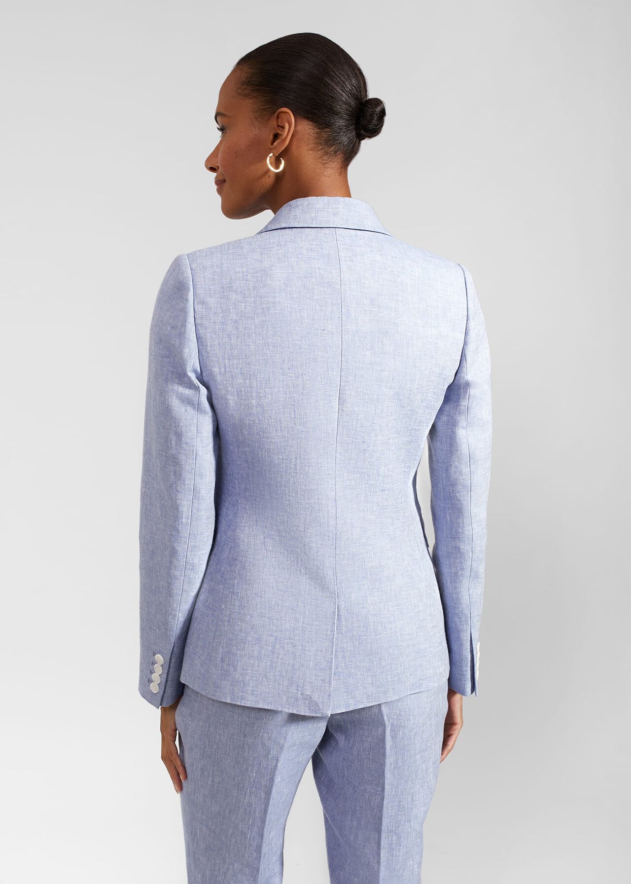 Adina Linen Jacket, Blue Ivory, hi-res