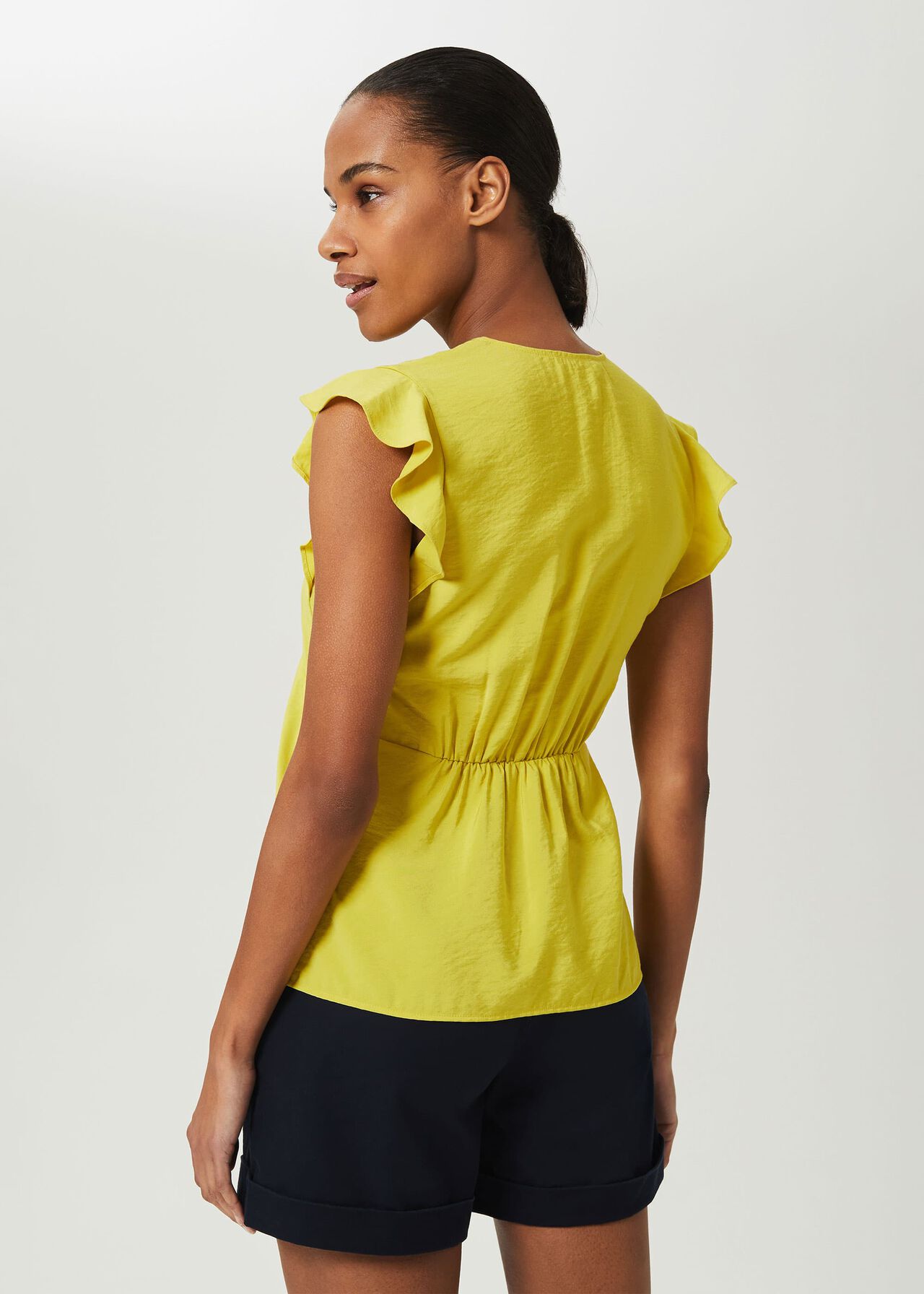 Loren V Neck Top, Yellow, hi-res