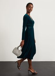 Clifton Velvet Dress, Deep Turquoise, hi-res