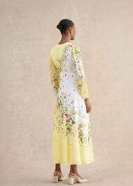 Petite Ariel Floral Silk Dress, Yellow Multi, hi-res