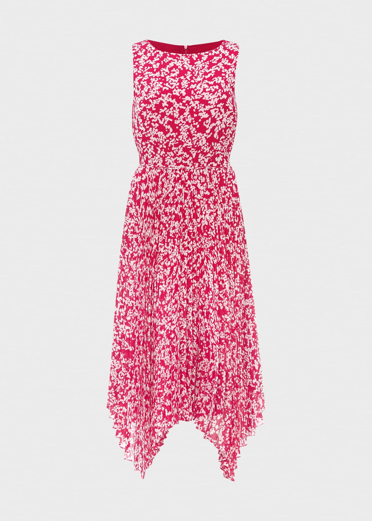 Talisa Pleated Midi Dress, Magenta Ivory, hi-res