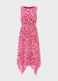 Talisa Pleated Midi Dress, Magenta Ivory, hi-res