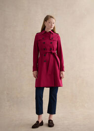 Skylar Shower Resistant Trench Coat, Beetroot Pink, hi-res