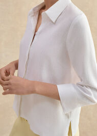 Nita Linen Shirt, White, hi-res