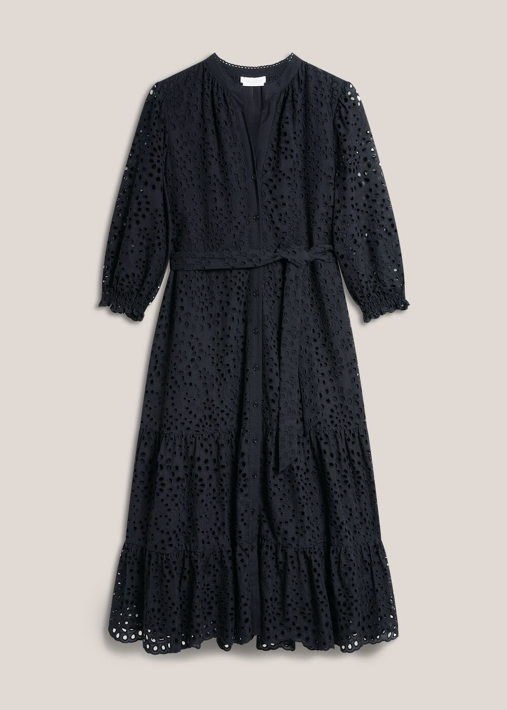 Petite Cianna Cotton Broderie Dress, Navy, hi-res