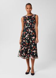 Rosella Embroidered Dress, Navy Multi, hi-res