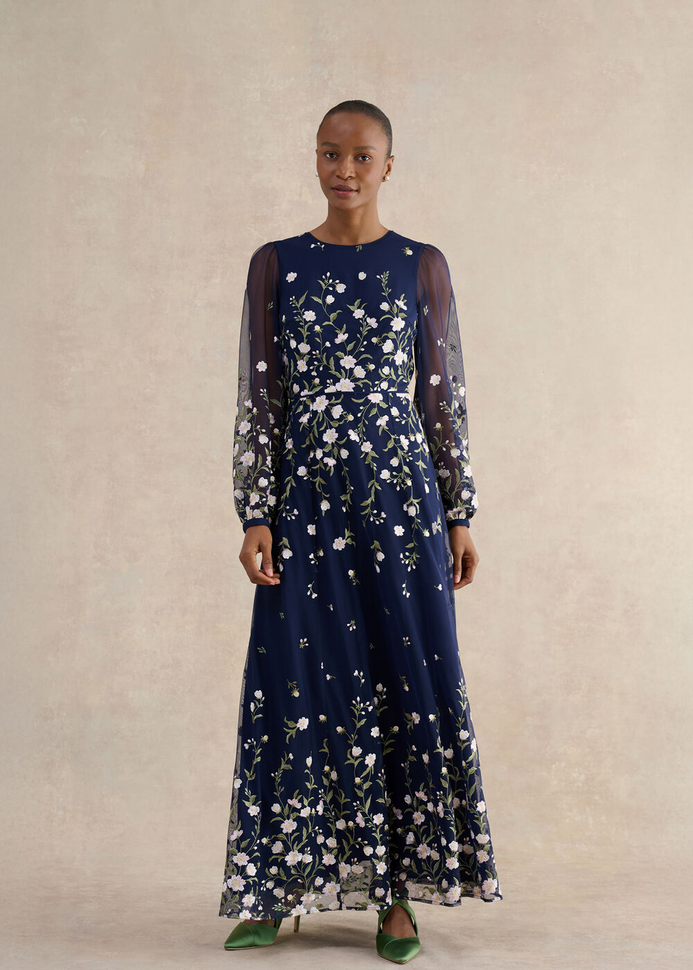 sachin and babi light blue dress Yumi White Cotton Broderie Anglaise Embroidered Midi Dress | Yumi main image 0