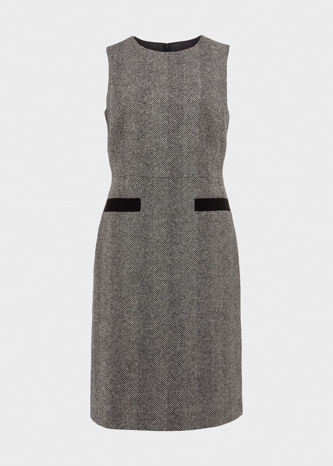 Lucia Wool Dress, Black Ivory, hi-res